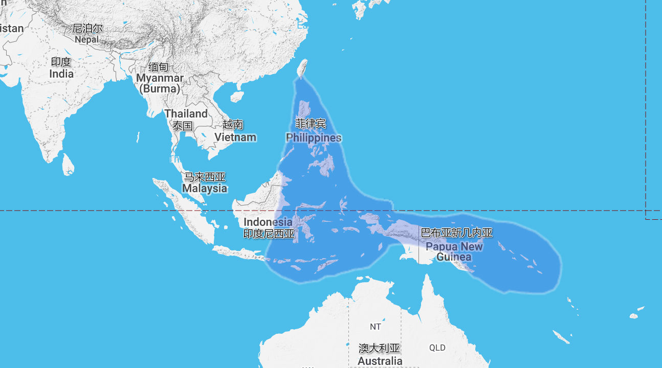 蓝色区域的珊瑚三角区养育着76%的珊瑚物种