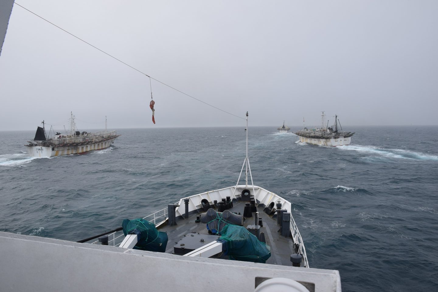 The Argentine coastguard, catches illegal fishing vessel
