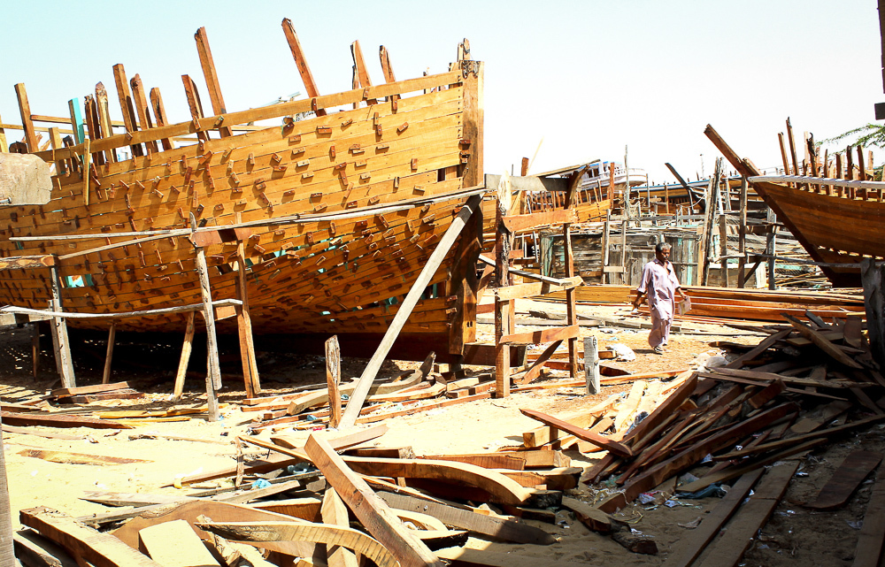 A fishing boat under construction