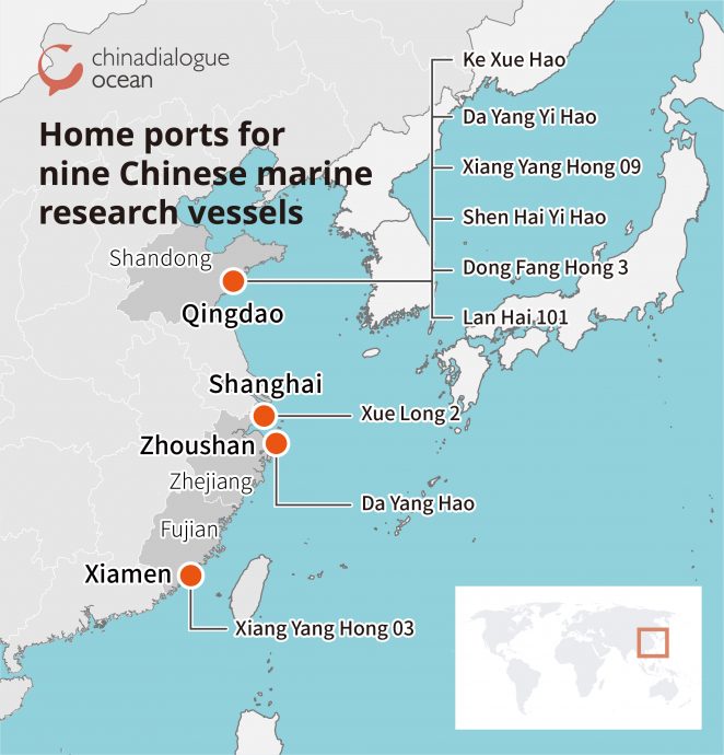 home ports for nine chinese marine research vessels