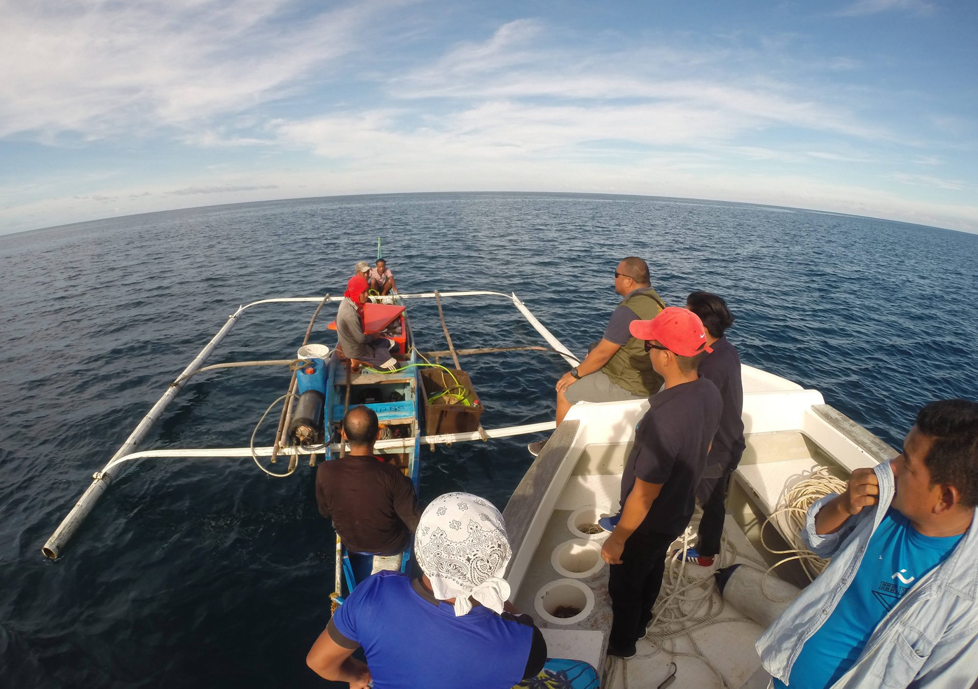 A Reef Guardian patrol checks on a boat suspected of fish-bombing in the Sugud Islands marine conservation area 