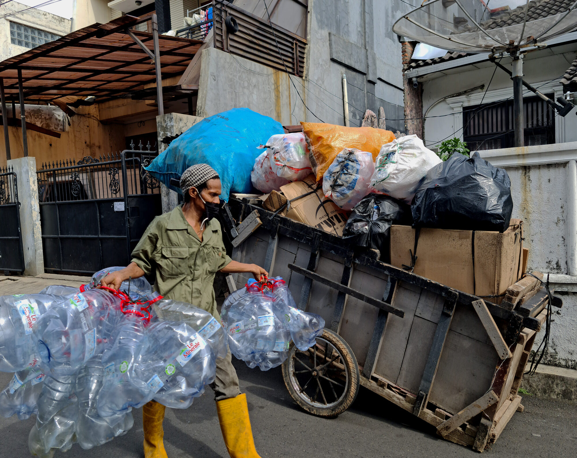 Household waste collector in Indonesia