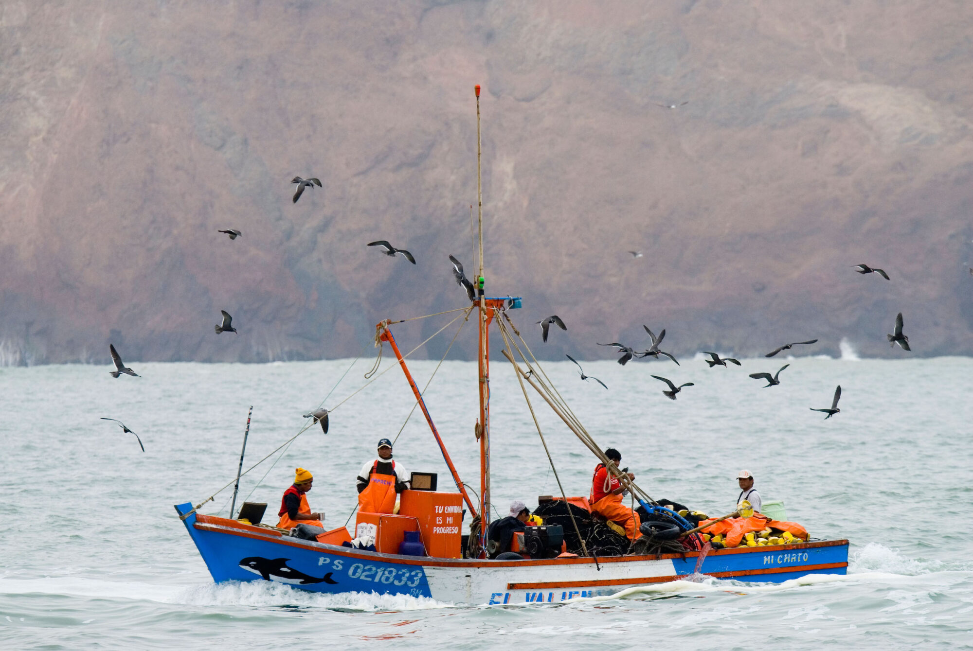 Fishing boat off Peru Paracas Peninsular, near the Nasca Ridge