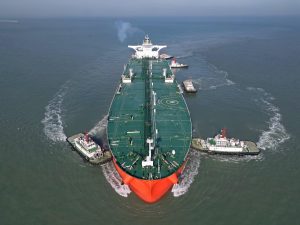 <p>A crude oil tanker prepares to dock at Yantai port in China’s Shandong province, January 2023 (Image: Alamy)</p>